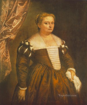 portrait of a seated woman holding a fan Painting - Portrait of a Venetian Woman Renaissance Paolo Veronese